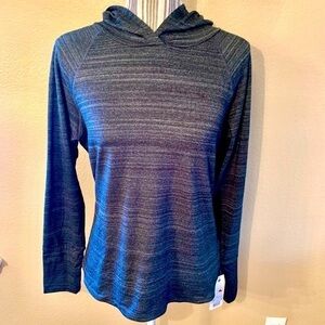 NWT Athletic Hoodie Medium Apana Yoga Lifestyle Activewear Heather Black LongSlv